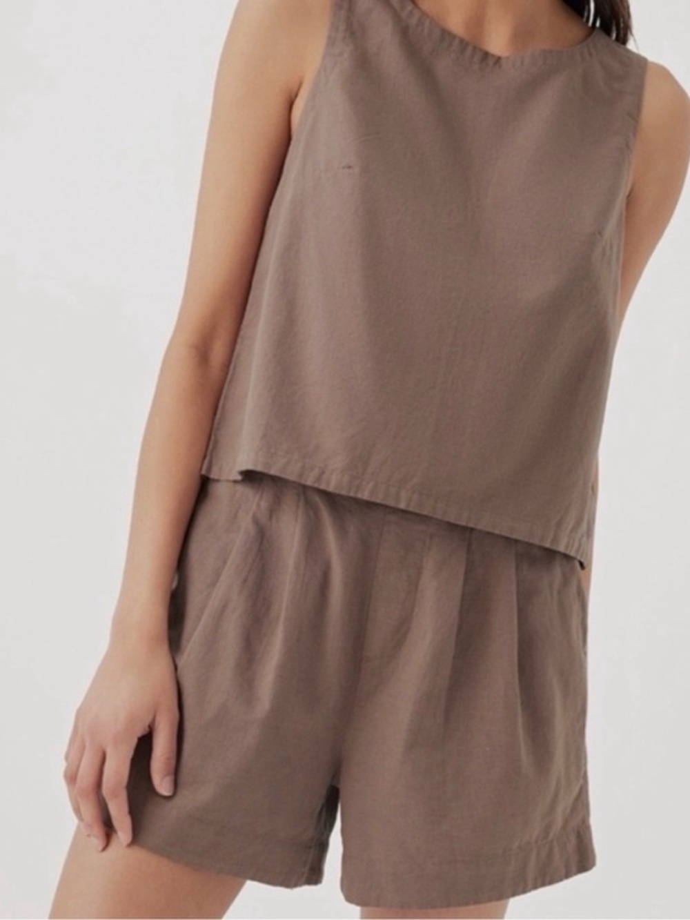 Pact Organic Cotton Linen Brown Pleated Lightweight Shorts XS